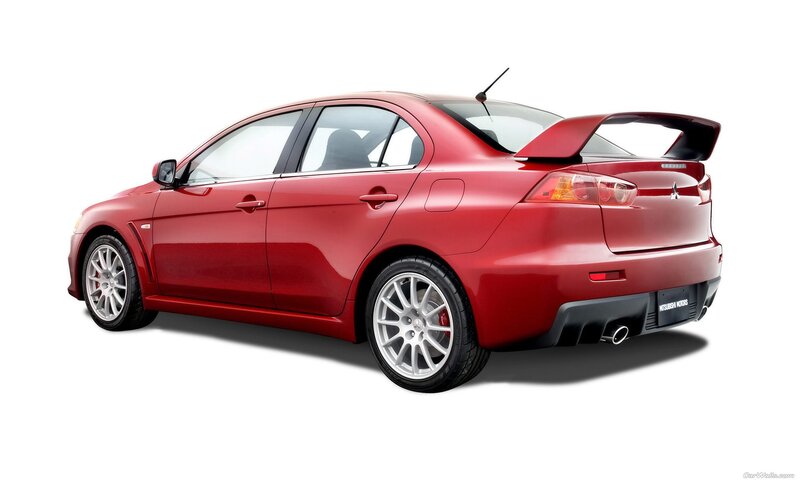 red mitsubishi lancer evolution