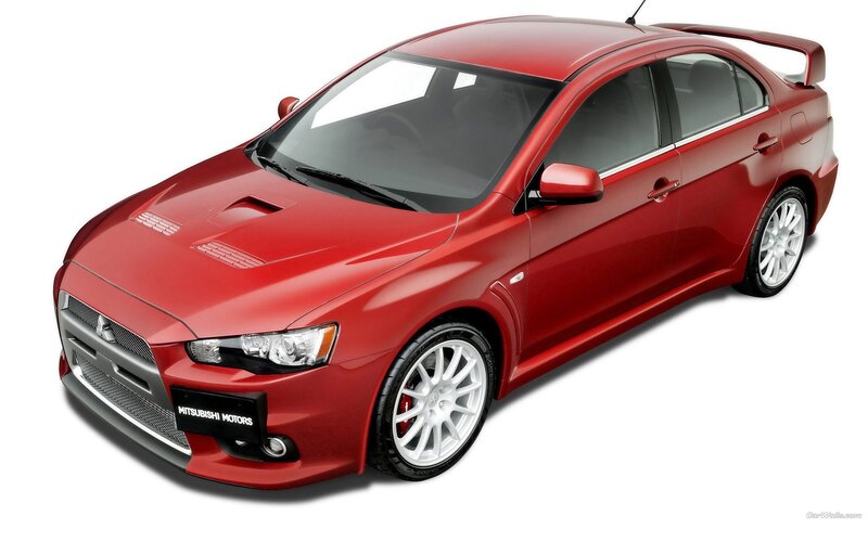 red mitsubishi lancer evolution