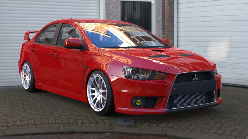red mitsubishi lancer evolution