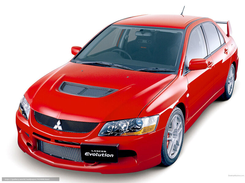 Red Mitsubishi Lancer — Neutral, Photograph, Car, Grille