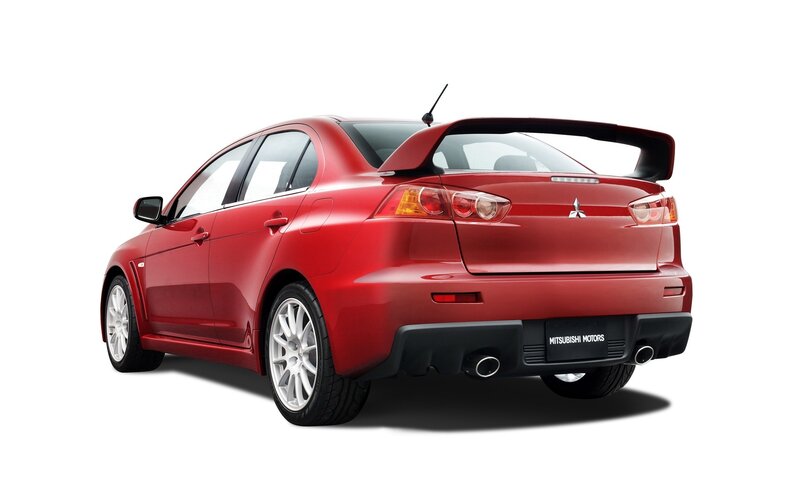 Red Mitsubishi Lancer — Neutral, Photograph, Car, Rear View