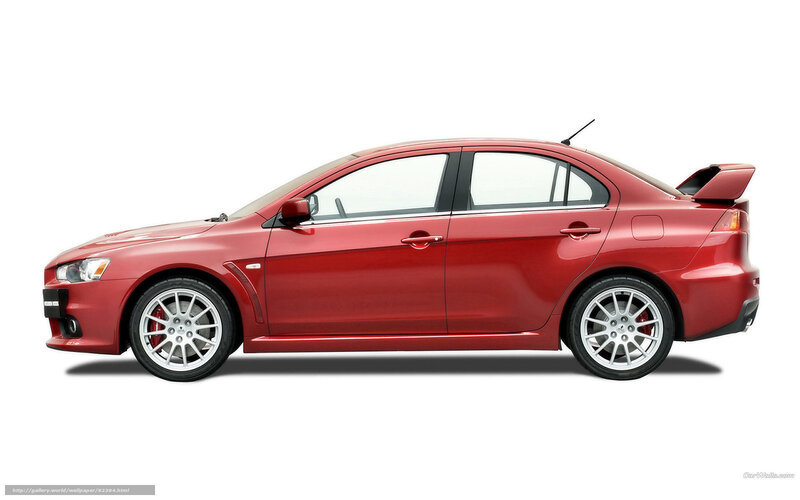 Red Mitsubishi Lancer — Neutral, Photograph, Car, Wheel