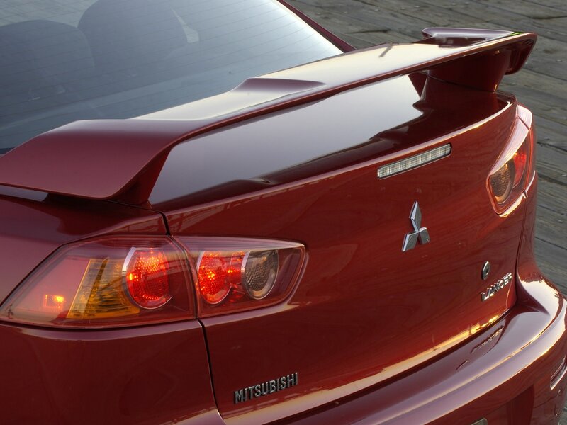 red mitsubishi lancer rear view