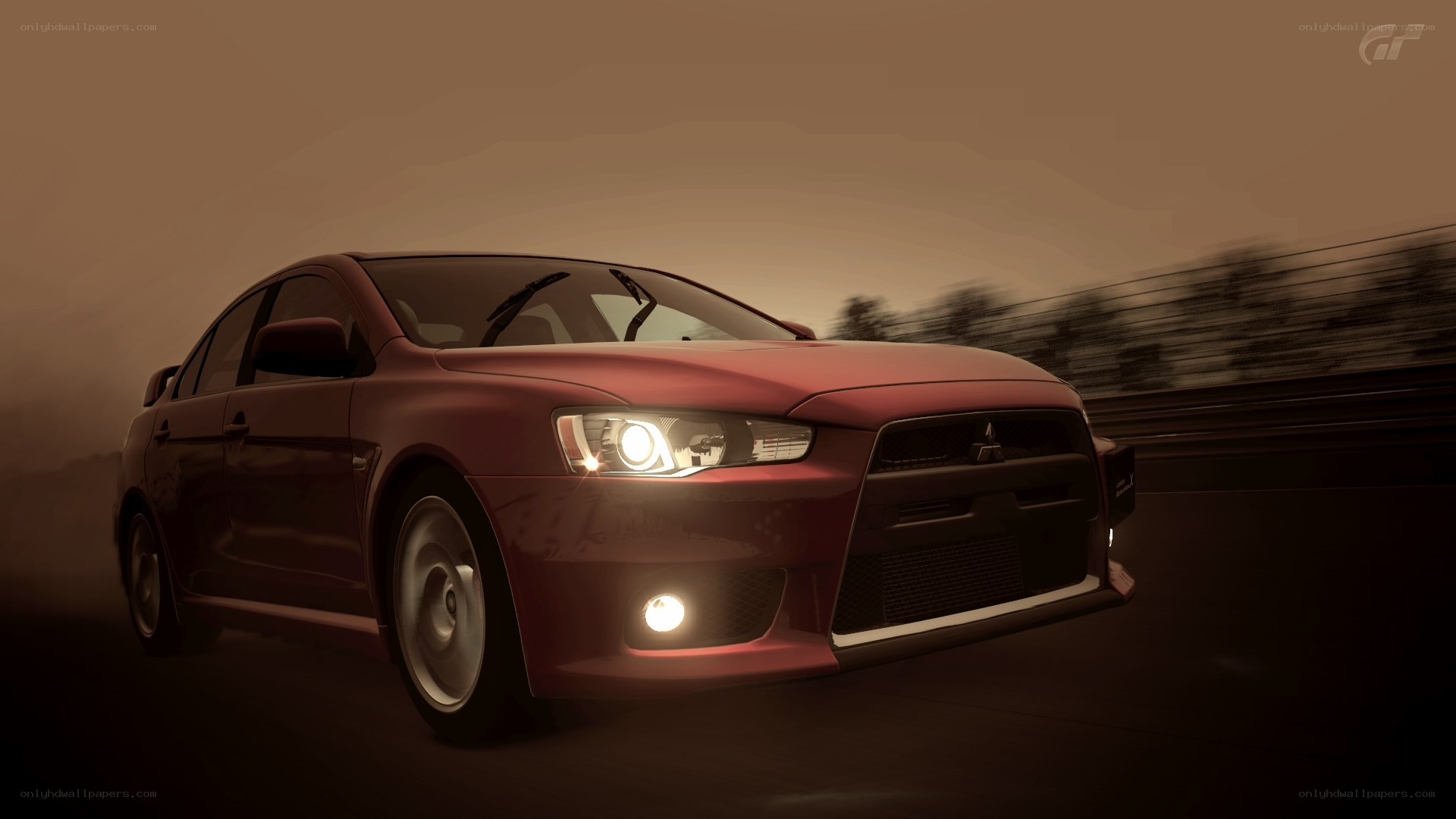 red mitsubishi on track