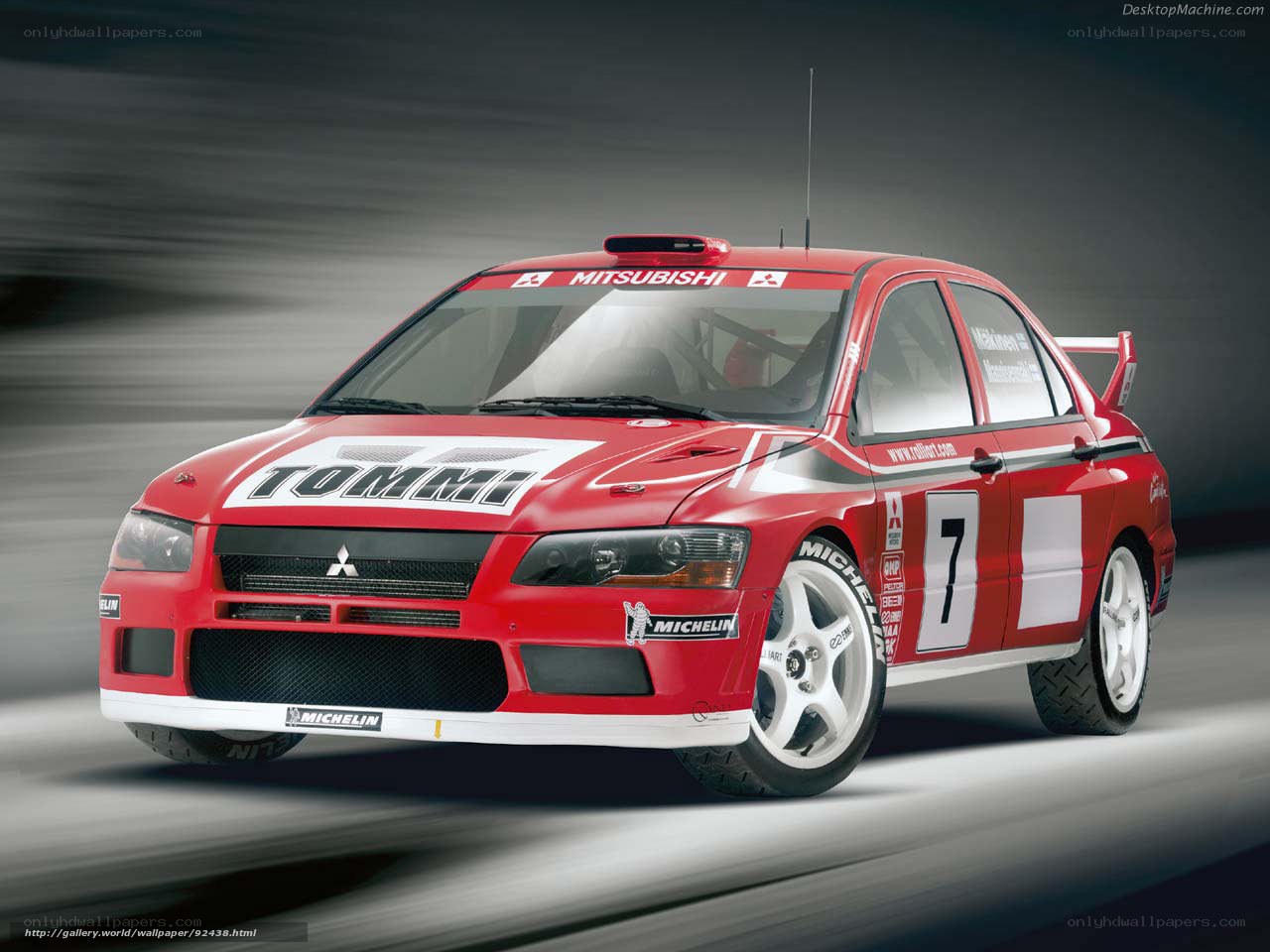 Red Mitsubishi rally car