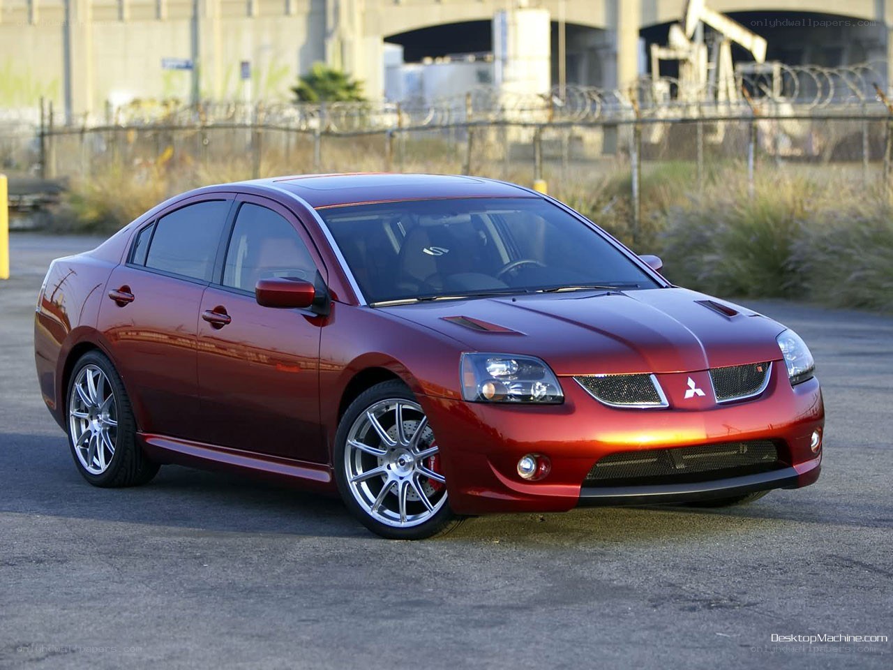 red mitsubishi sedan