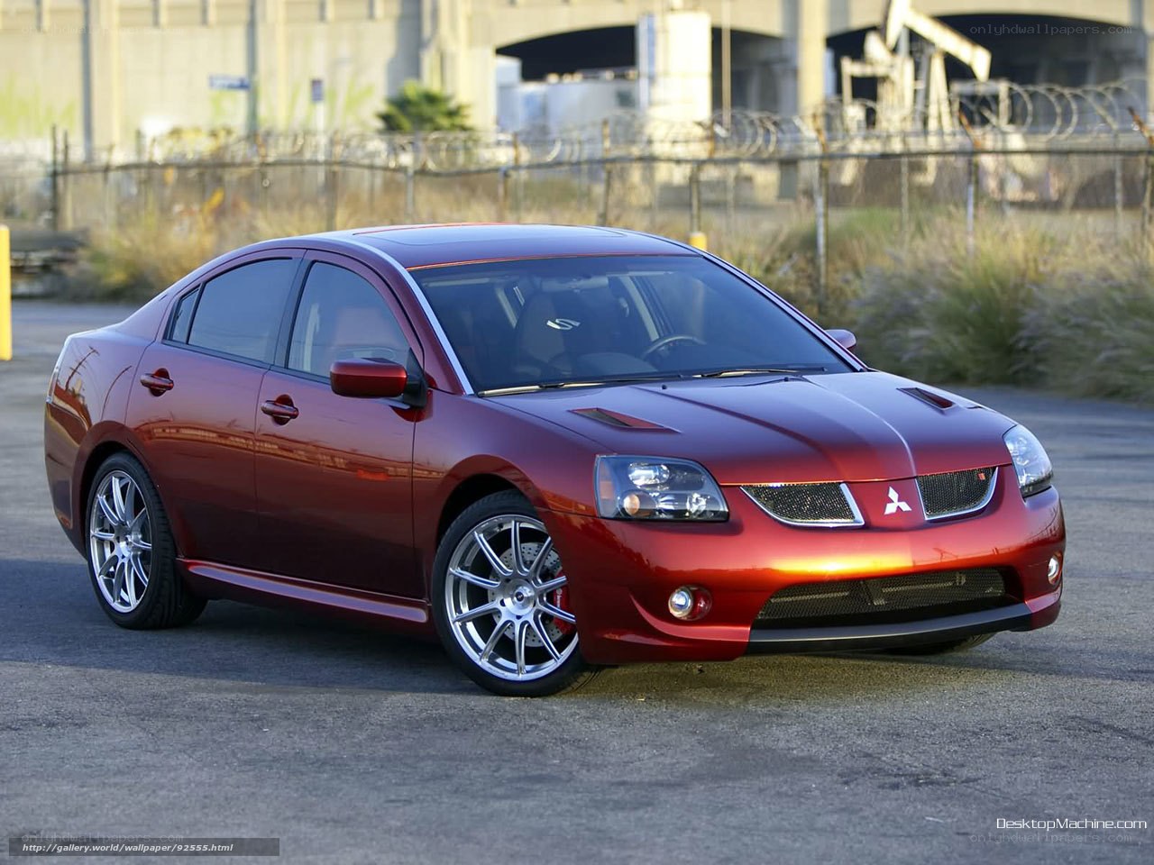 red mitsubishi sedan