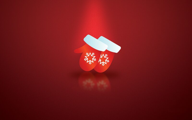 red mittens with snowflakes