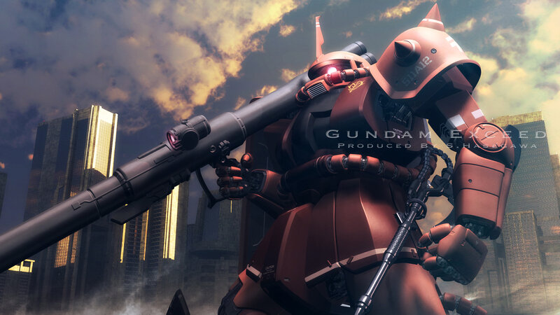 Red Mobile Suit — Dramatic, Sunset