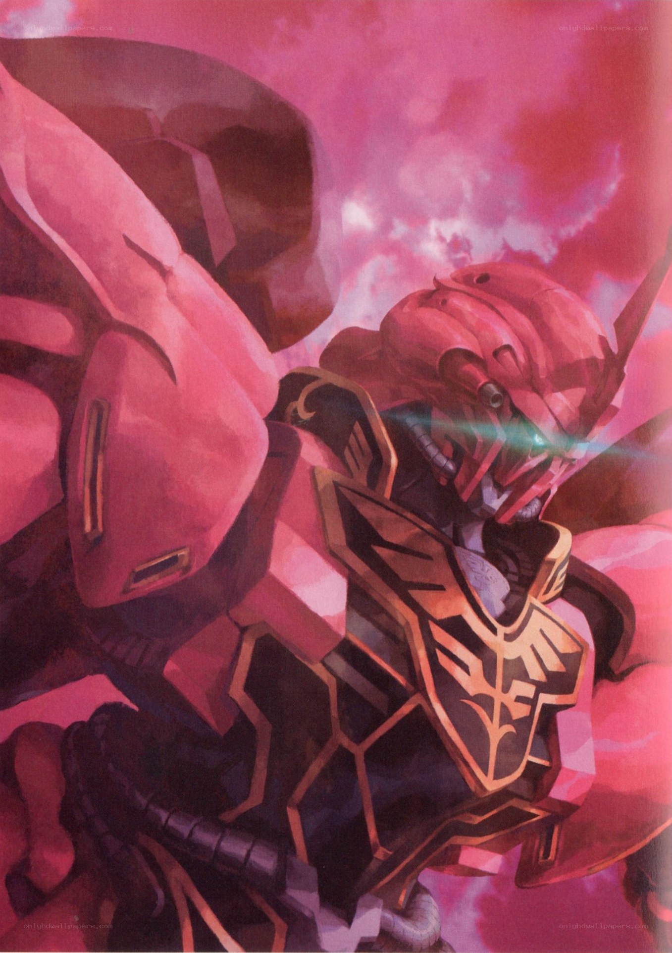 red mobile suit in battle
