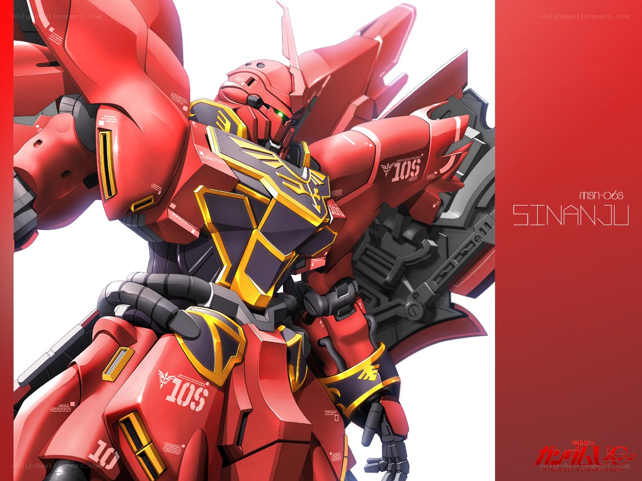Red mobile suit in combat stance