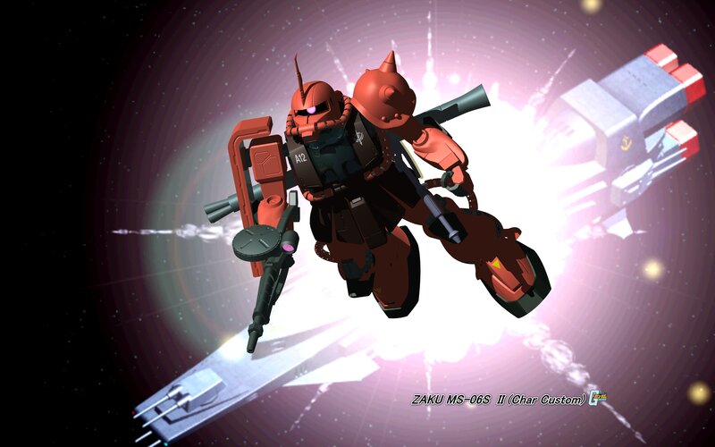 Red Mobile Suit in Space — Dramatic