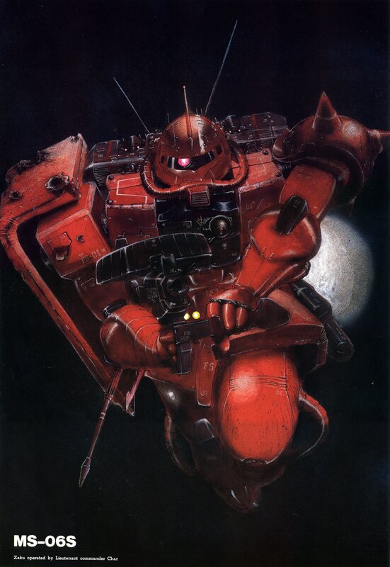 Red mobile suit in space