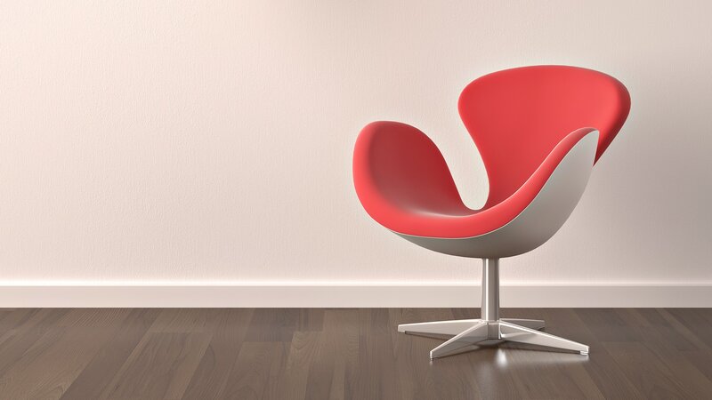 Red modern chair in room