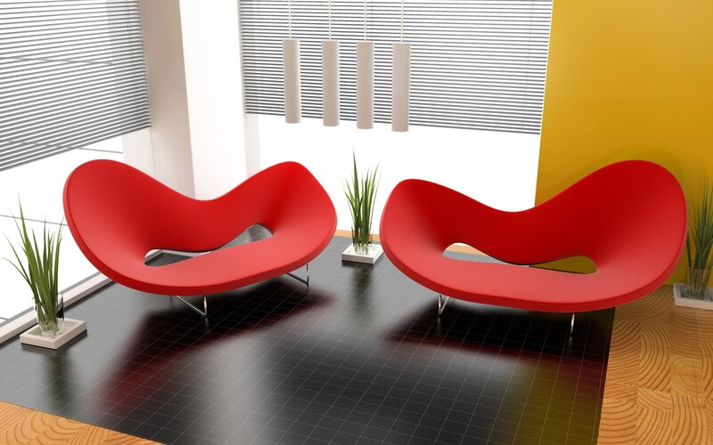 Red Modern Chairs — 3d Render