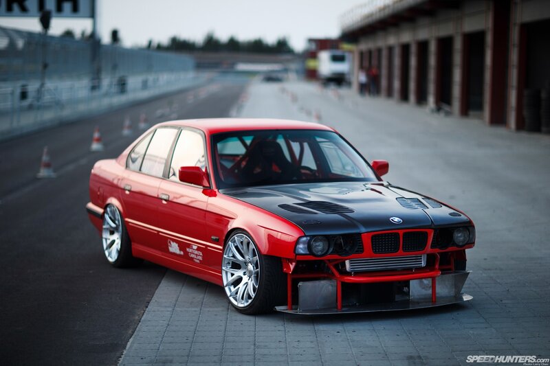 Red Modified BMW Car — Dramatic, Afternoon, Photograph