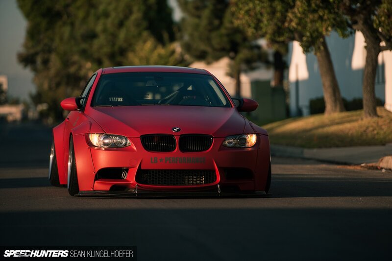 Red Modified BMW Car — Dramatic, Sunset, Photograph, Trees