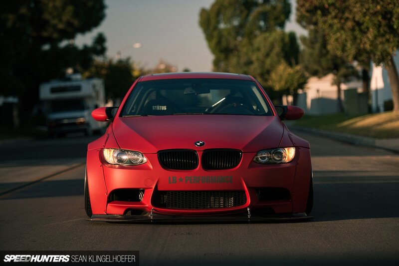 Red Modified BMW Car — Dramatic, Sunset