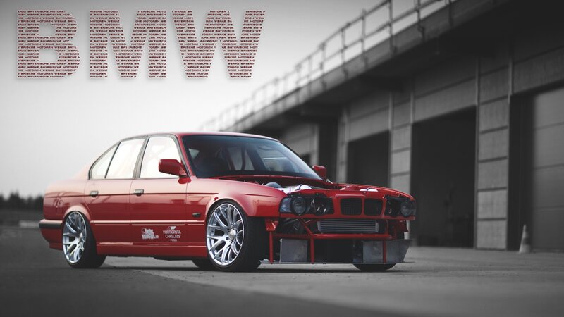 Red Modified BMW Sedan — Dramatic