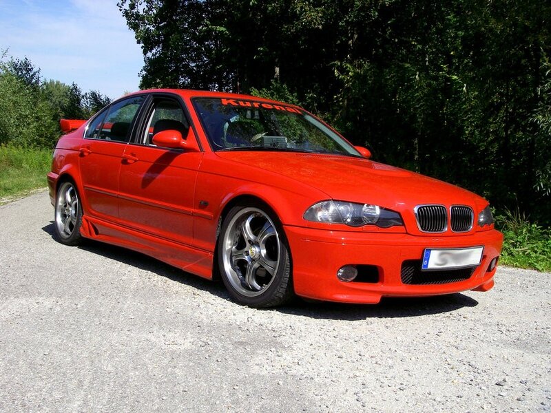 red modified bmw sedan