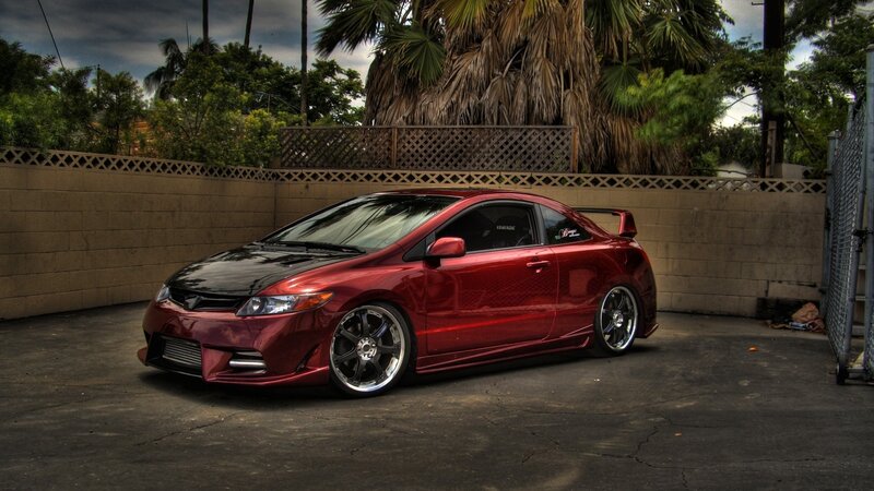 Red Modified Car — Dramatic, Afternoon, Photograph