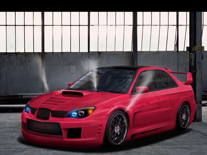 Red Modified Car — Dramatic, Digital Art, Windows