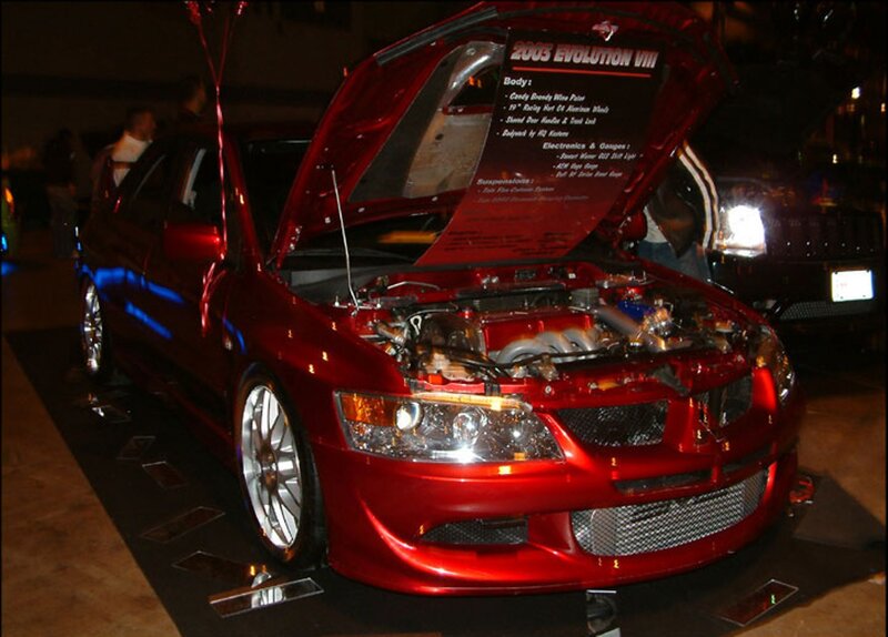 Red Modified Car — Dramatic, Night