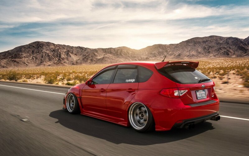 Red Modified Car — Dramatic, Sunset, Photograph, Desert