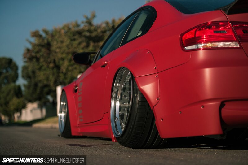 Red Modified Car — Dramatic, Sunset, Photograph, Tire