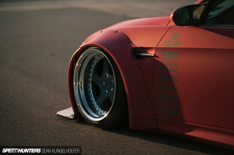 Red Modified Car — Dramatic, Sunset, Photograph, Wheel
