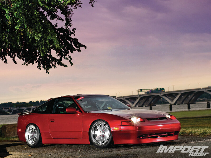 Red Modified Car — Dramatic, Sunset