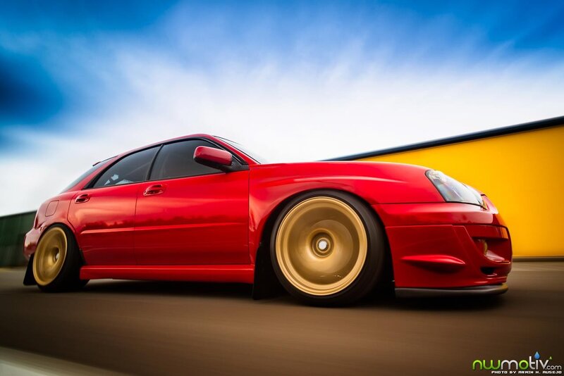 Red Modified Car — Dynamic, Afternoon, Photograph