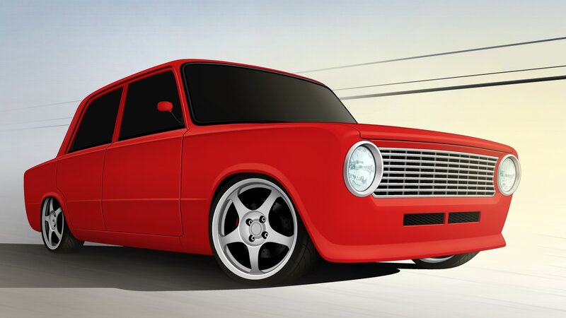 Red Modified Car — Dynamic
