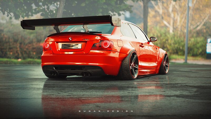 Red Modified Coupe — Dramatic, Autumn