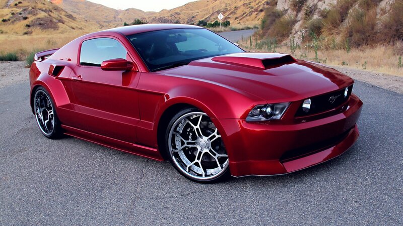 Red Modified Ford Mustang — Dramatic