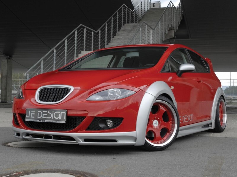 Red modified hatchback car