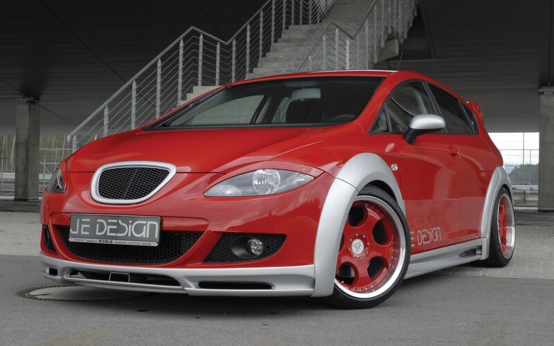 Red modified hatchback car
