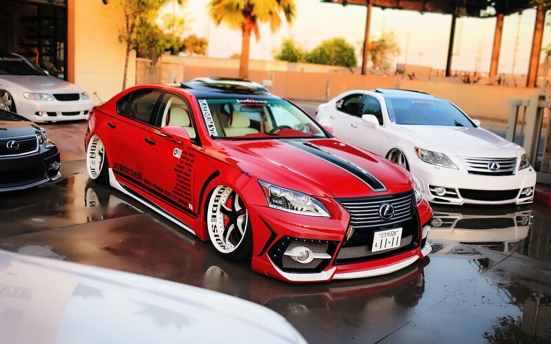 Red Modified Lexus Sedan