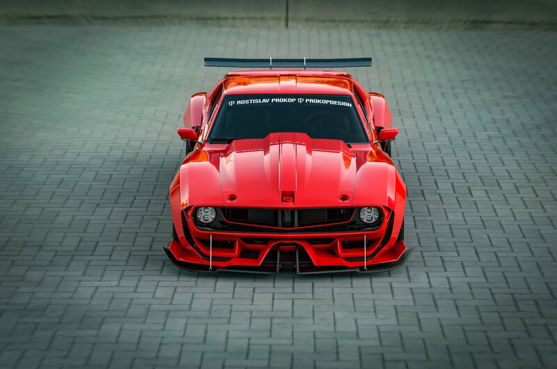 Red Modified Muscle Car