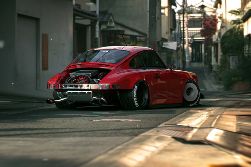 Red Modified Porsche