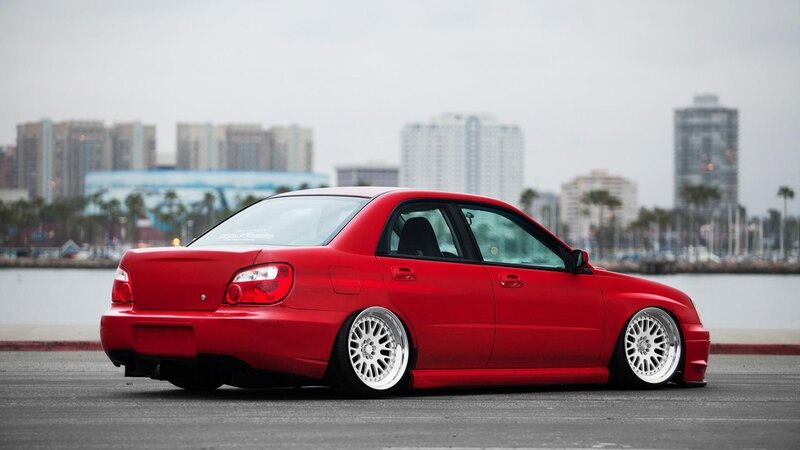 Red Modified Sedan — Calm, Afternoon