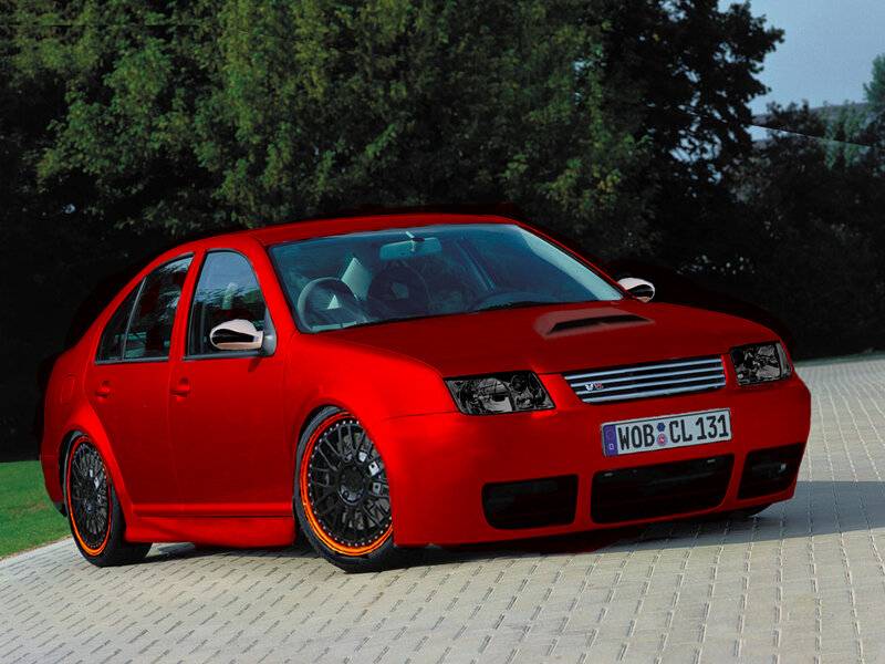 red modified sedan car