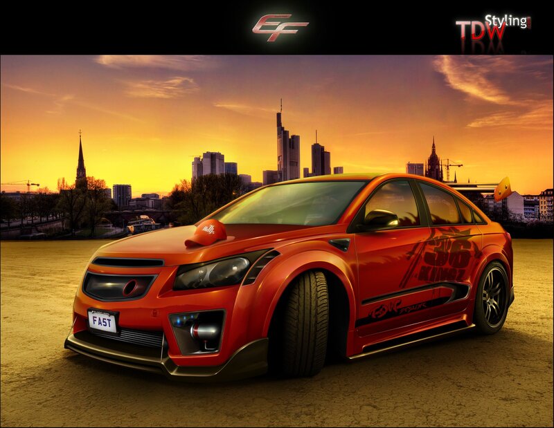 Red Modified Sedan Car — Orange