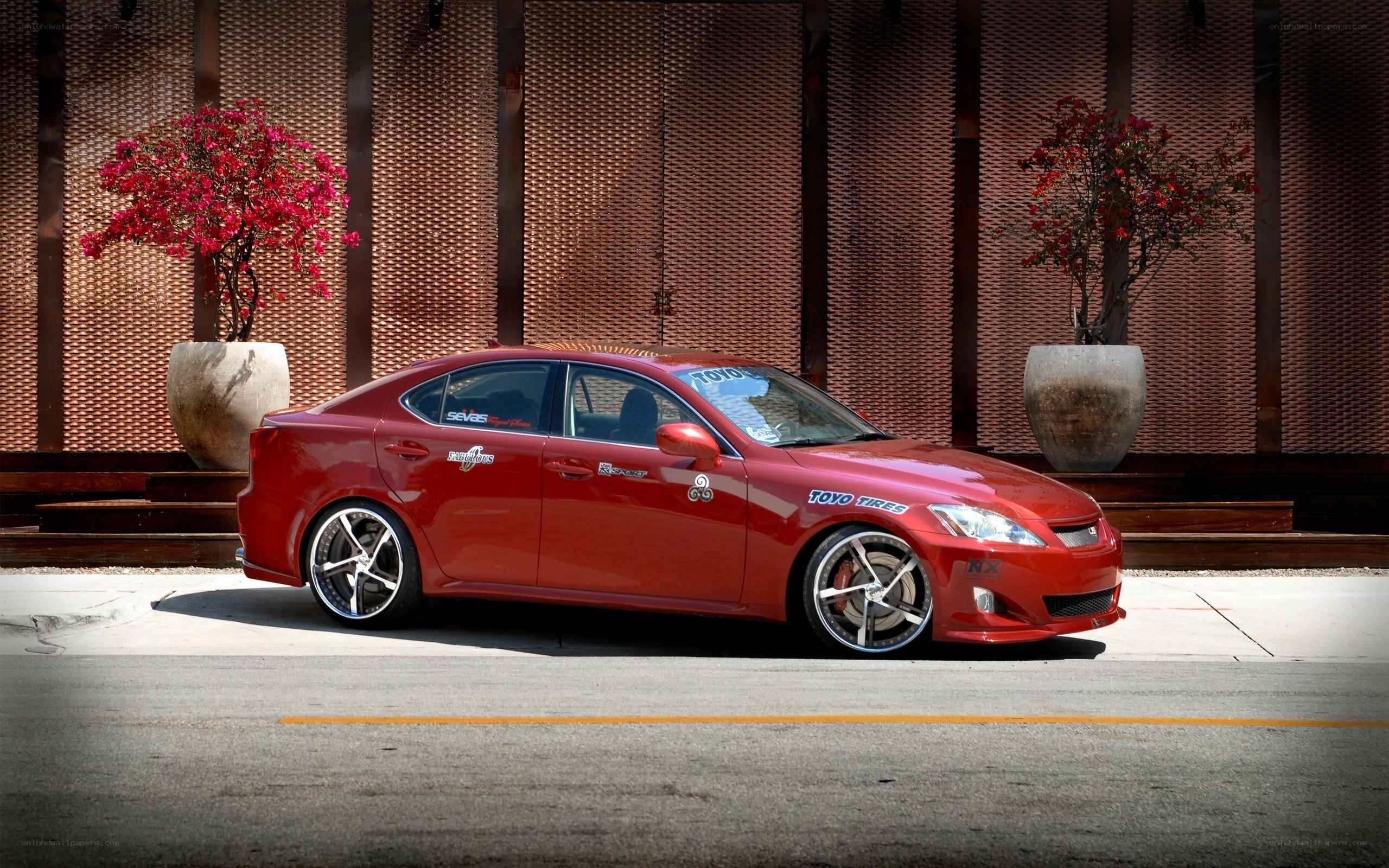red modified sedan car