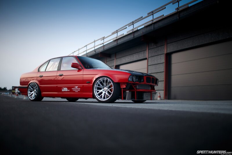 Red Modified Sedan — Dramatic, Afternoon, Photograph, Race Track