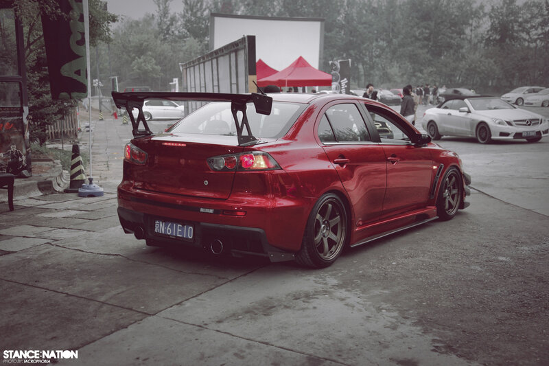 Red Modified Sedan — Dramatic, Photograph