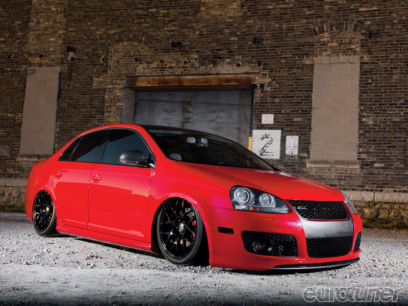 Red Modified Sedan — Dramatic