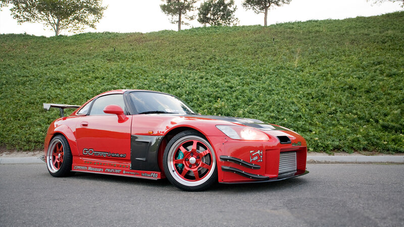 red modified sports car