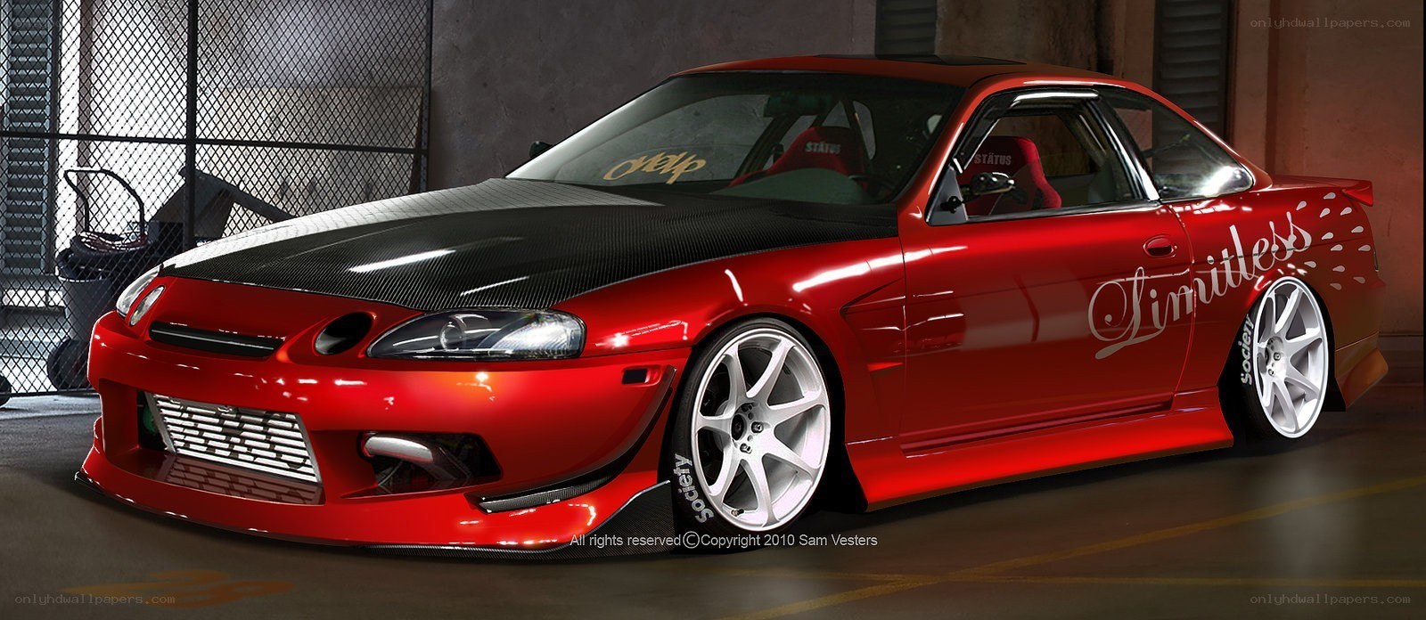 red modified sports car