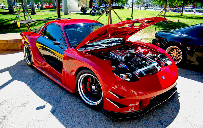 red modified sports car